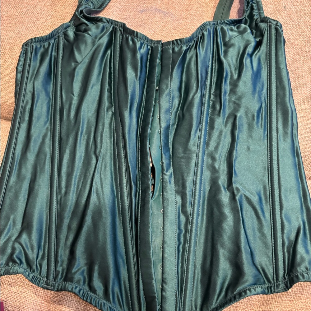 Victoria's Secret Teal Silk Corset Set